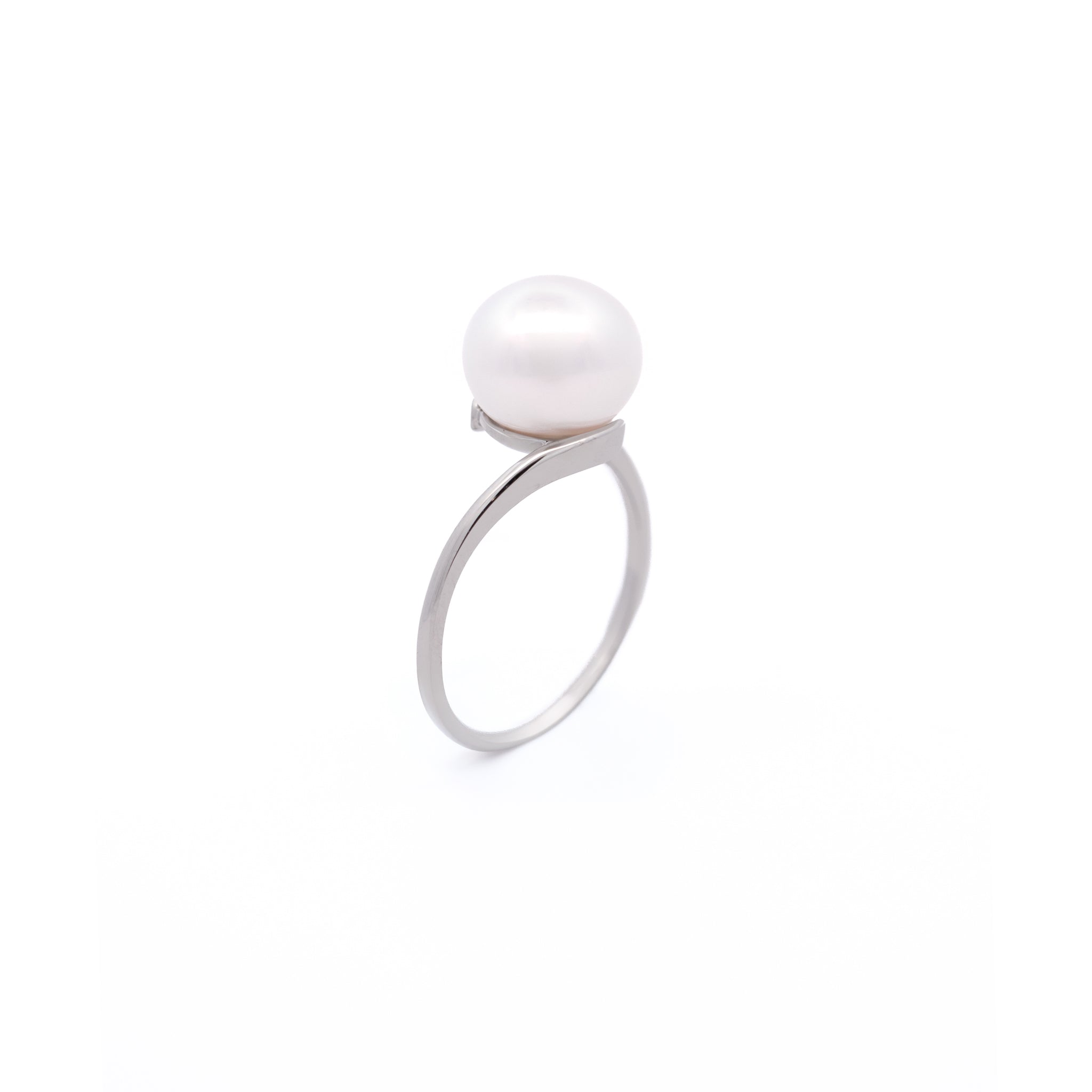 9K White Gold Australian South Sea 10-11 mm Cultured Pearl Ring side view