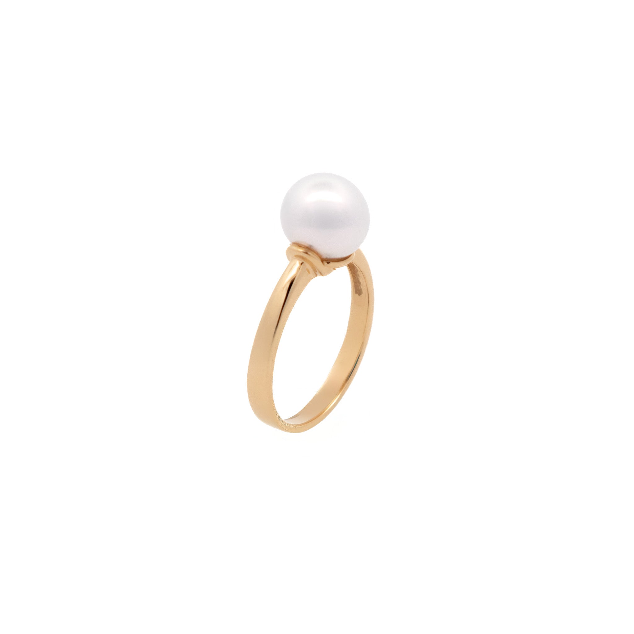 9K Yellow Gold Australian South Sea 9-10 mm Cultured Pearl Ring side view