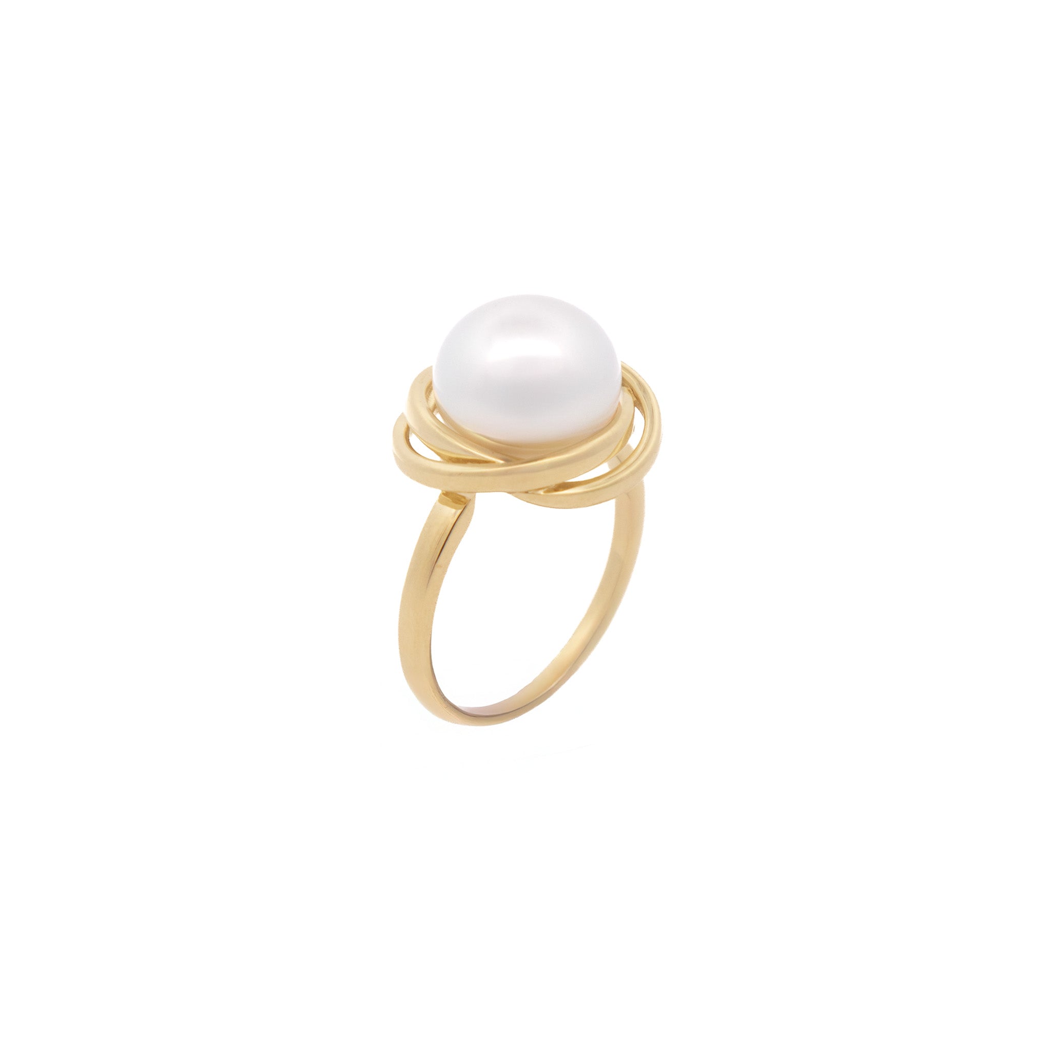 9K Yellow Gold Australian South Sea 11-12 mm Cultured Pearl Ring side view
