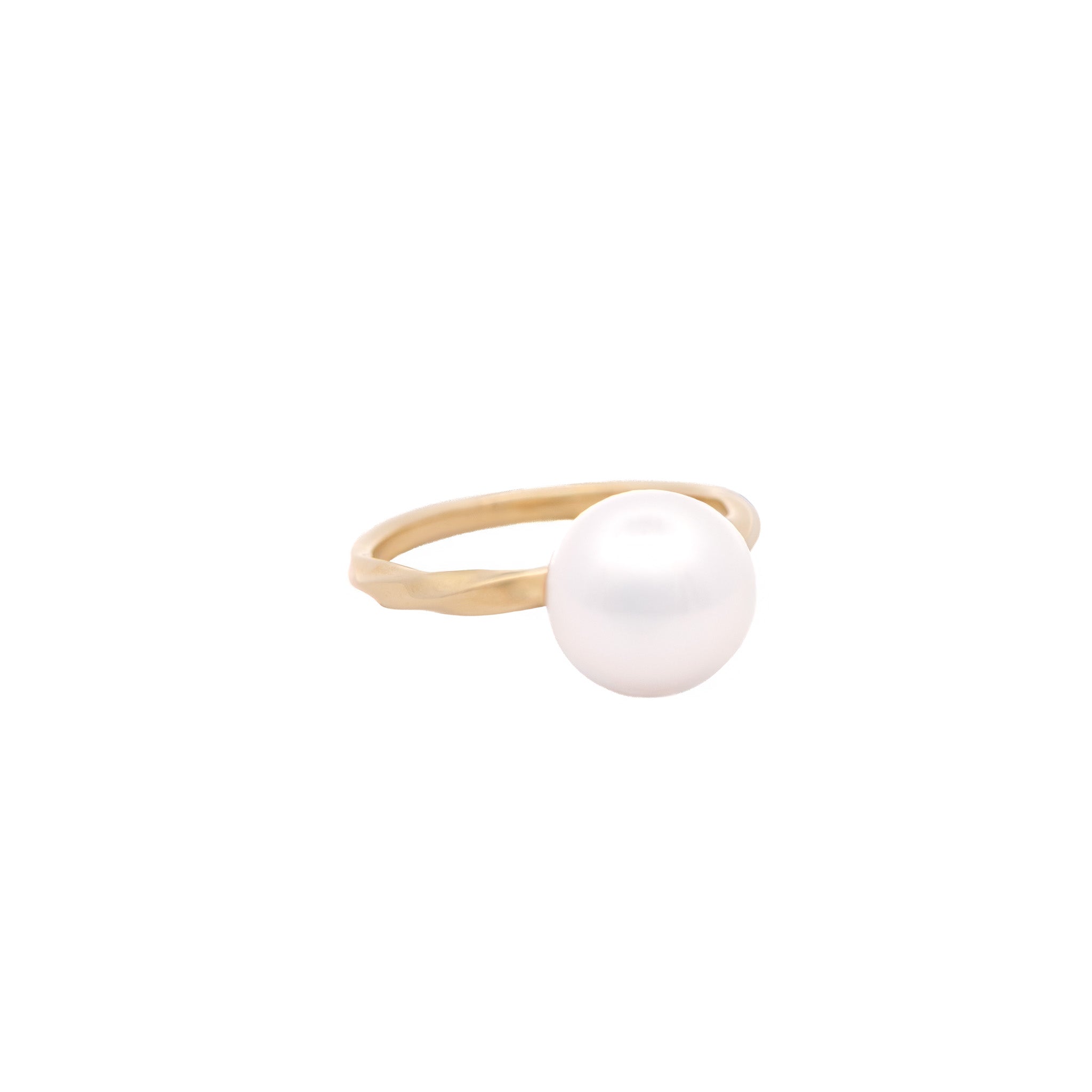 9K Yellow Gold Australian South Sea 10-11 mm Cultured Pearl Ring front view