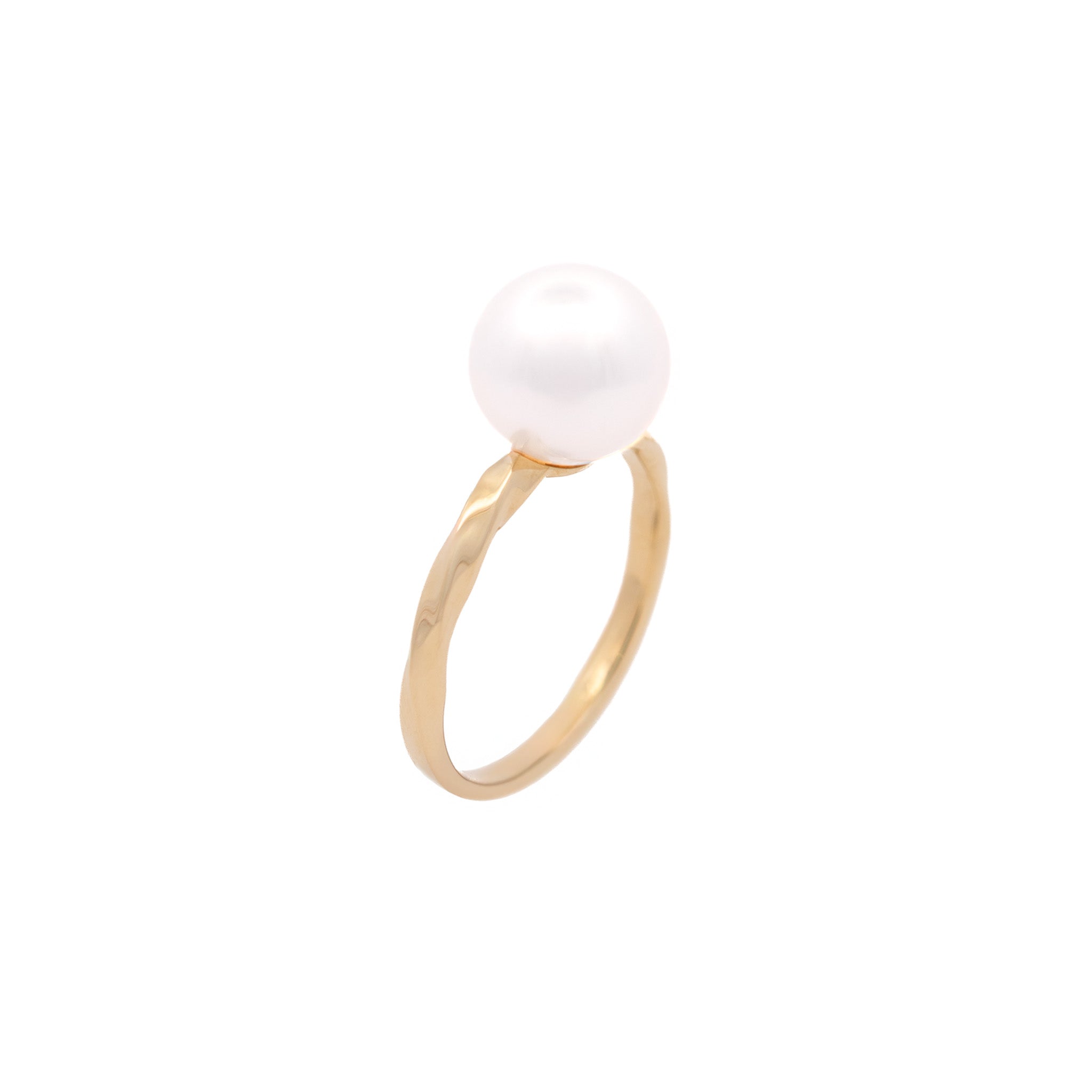 9K Yellow Gold Australian South Sea 10-11 mm Cultured Pearl Ring side view