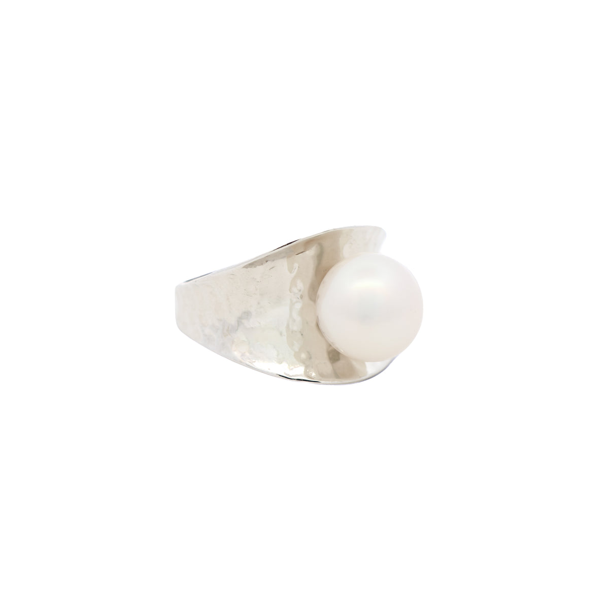 Sterling Silver Australian South Sea 10-11 mm Cultured Pearl Ring side view