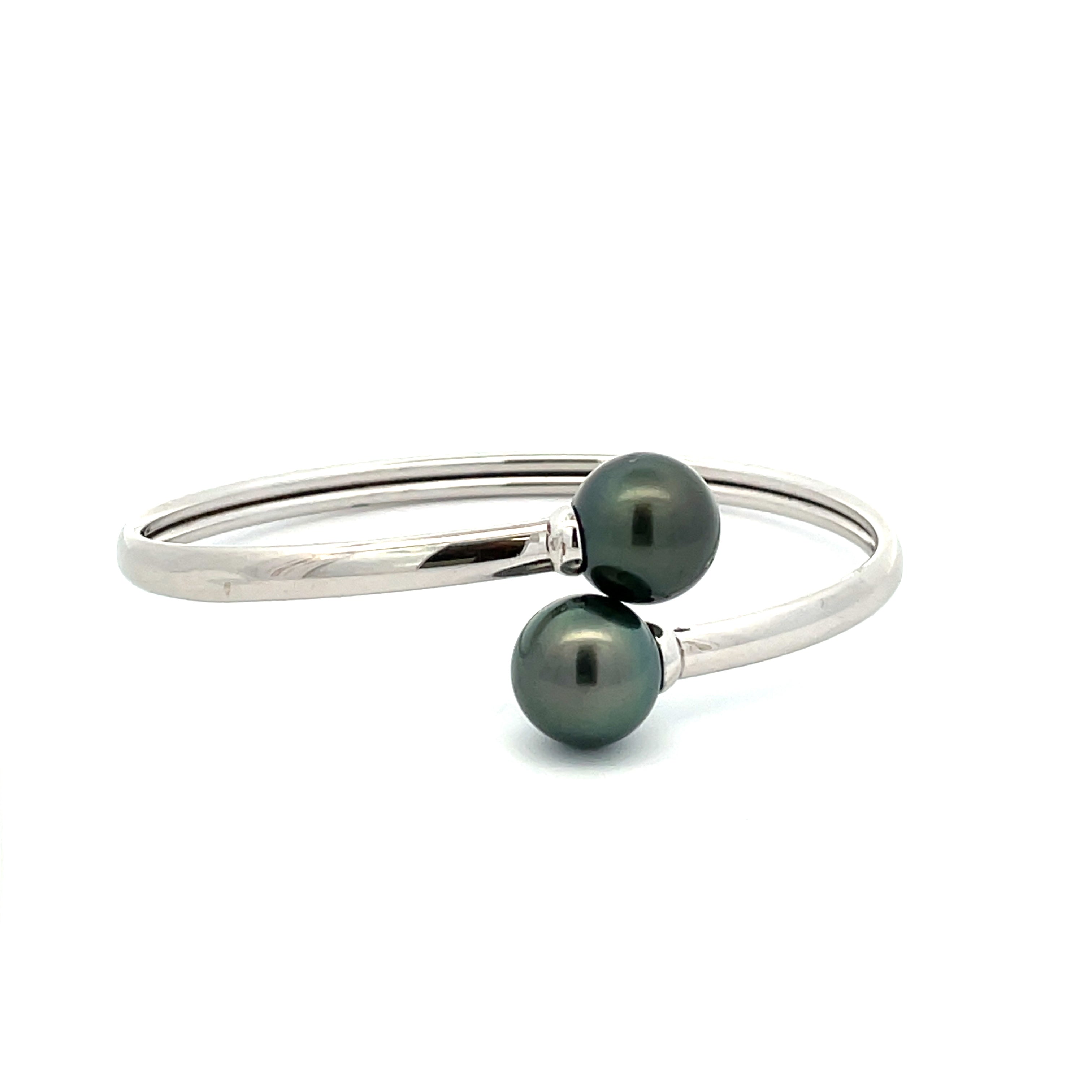 Sterling Silver Tahitian Cultured 11-12 mm Pearl Bangle