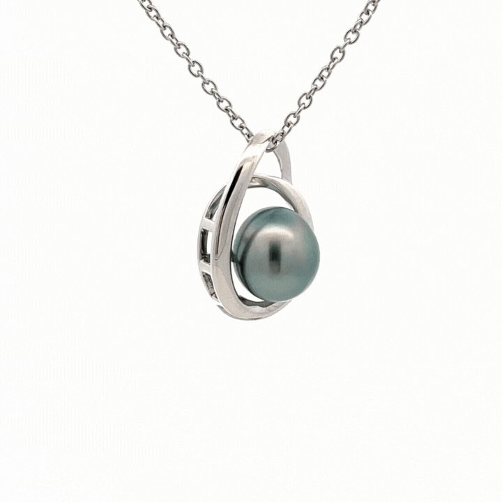 Sterling Silver Tahitian Cultured 9-10 mm Pearl Pendant