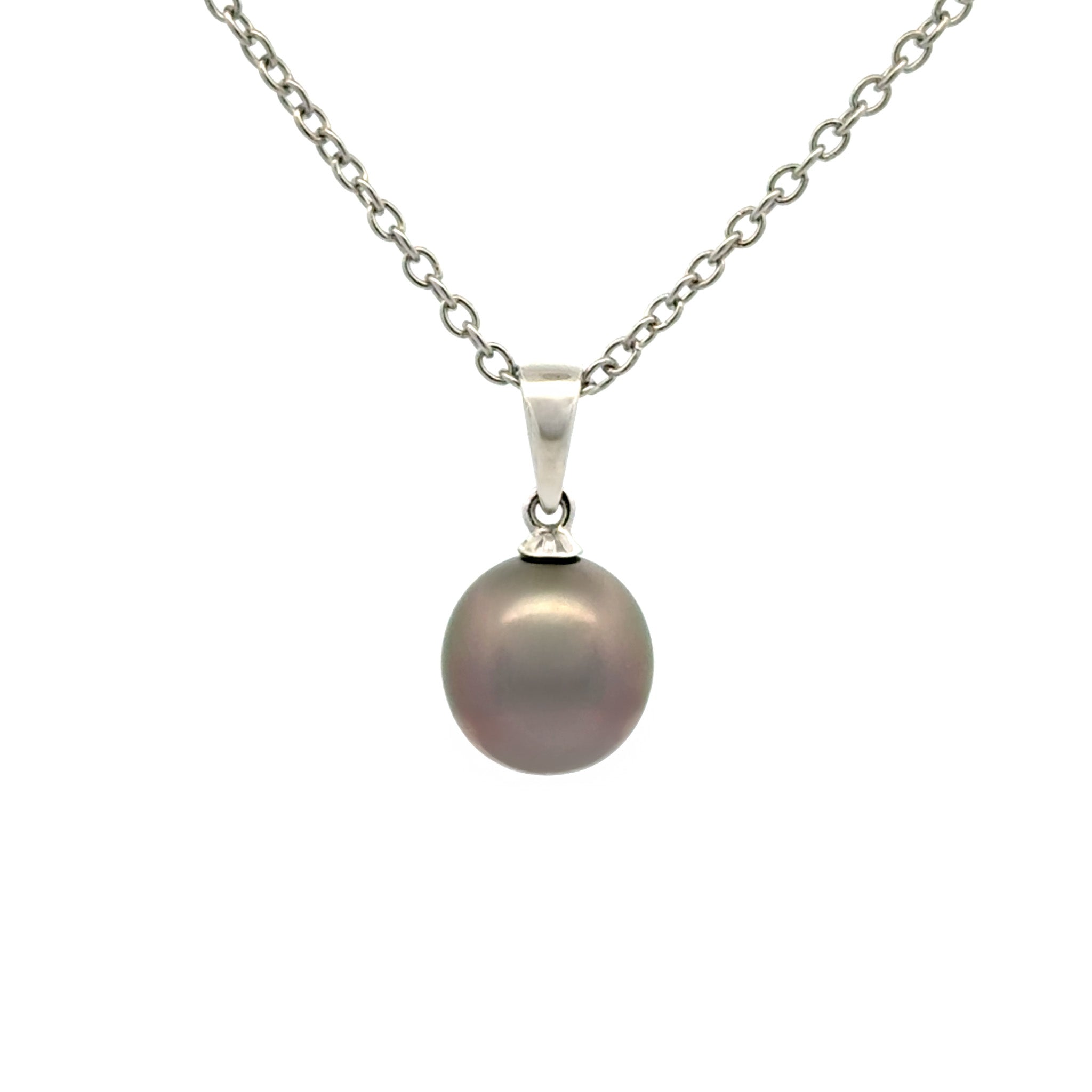Sterling Silver Tahitian 9-10mm Cultured Pearl Pendant front view