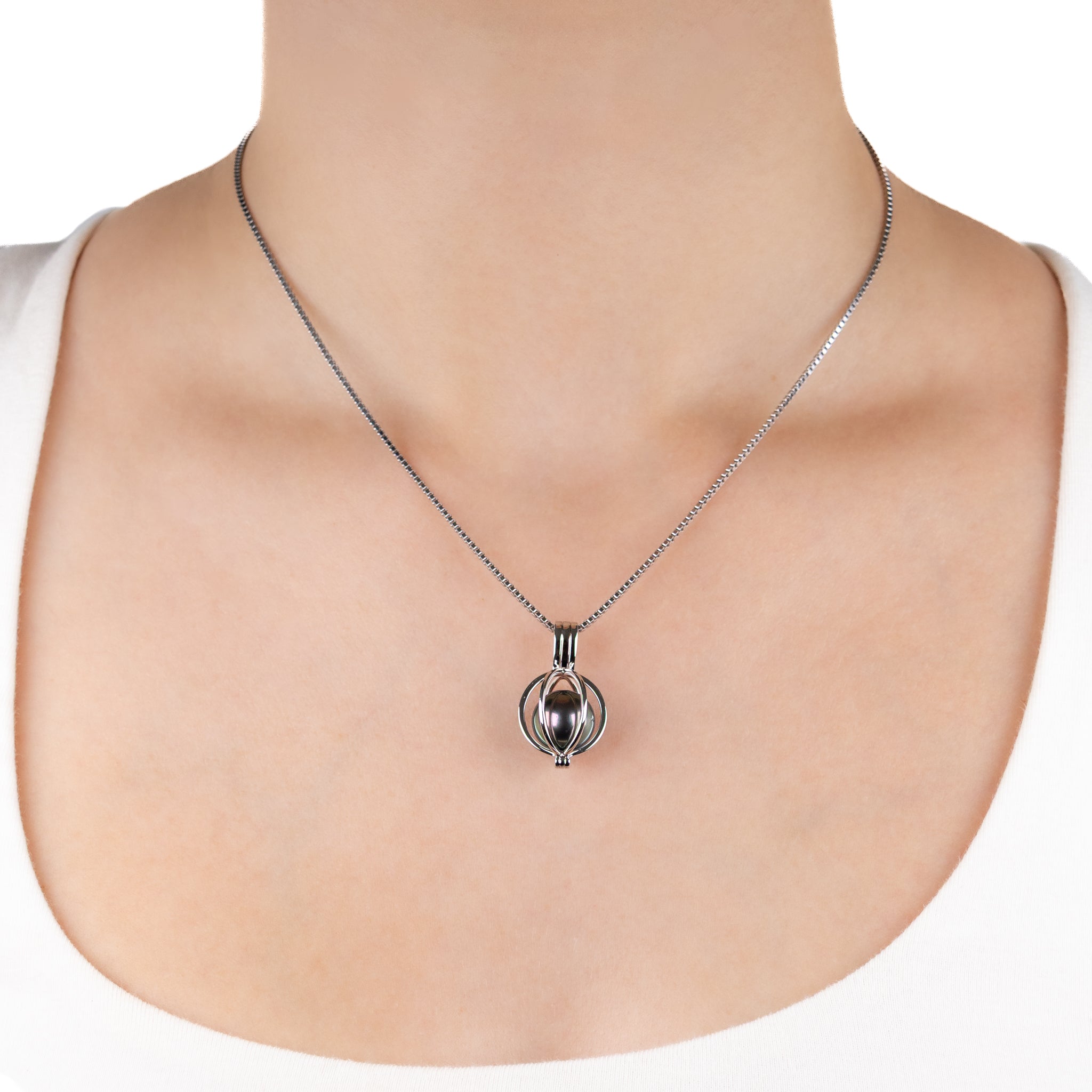 Sterling Silver Tahitian 11-12 mm Cultured Pearl Cage Pendant