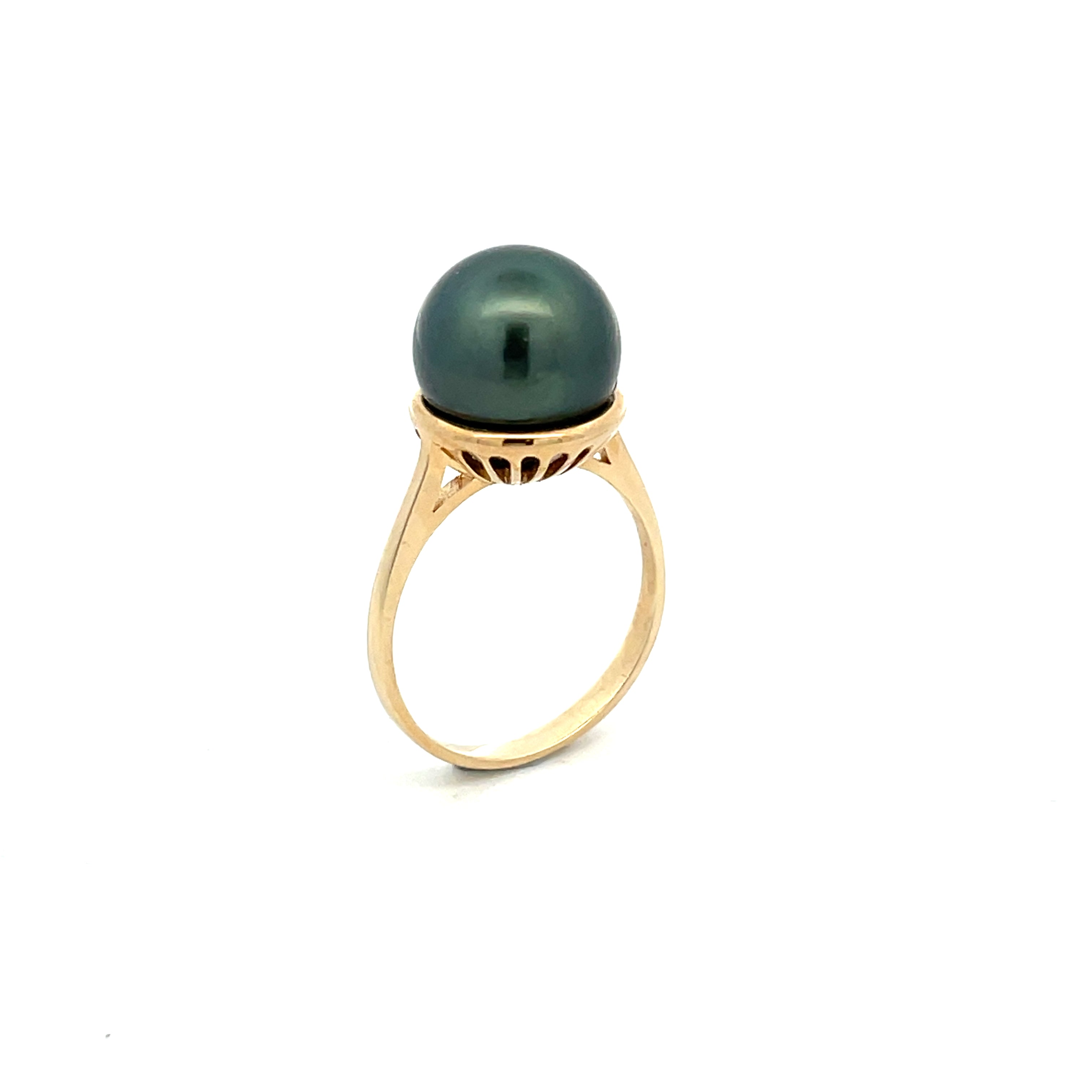 9K Yellow Gold Tahitian Cultured 11- 12mm Pearl Ring