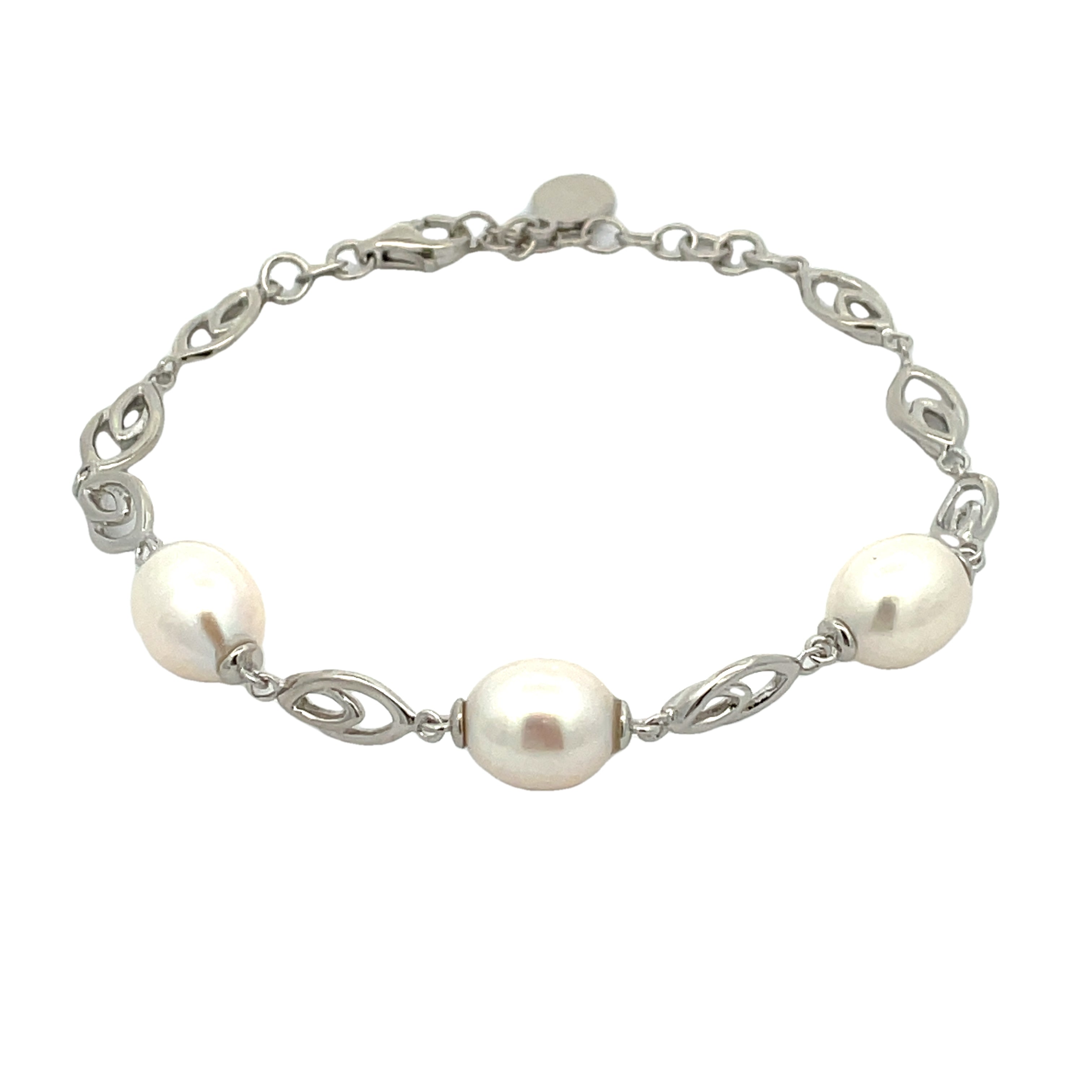 Sterling Silver White Freshwater Pearl Bracelet