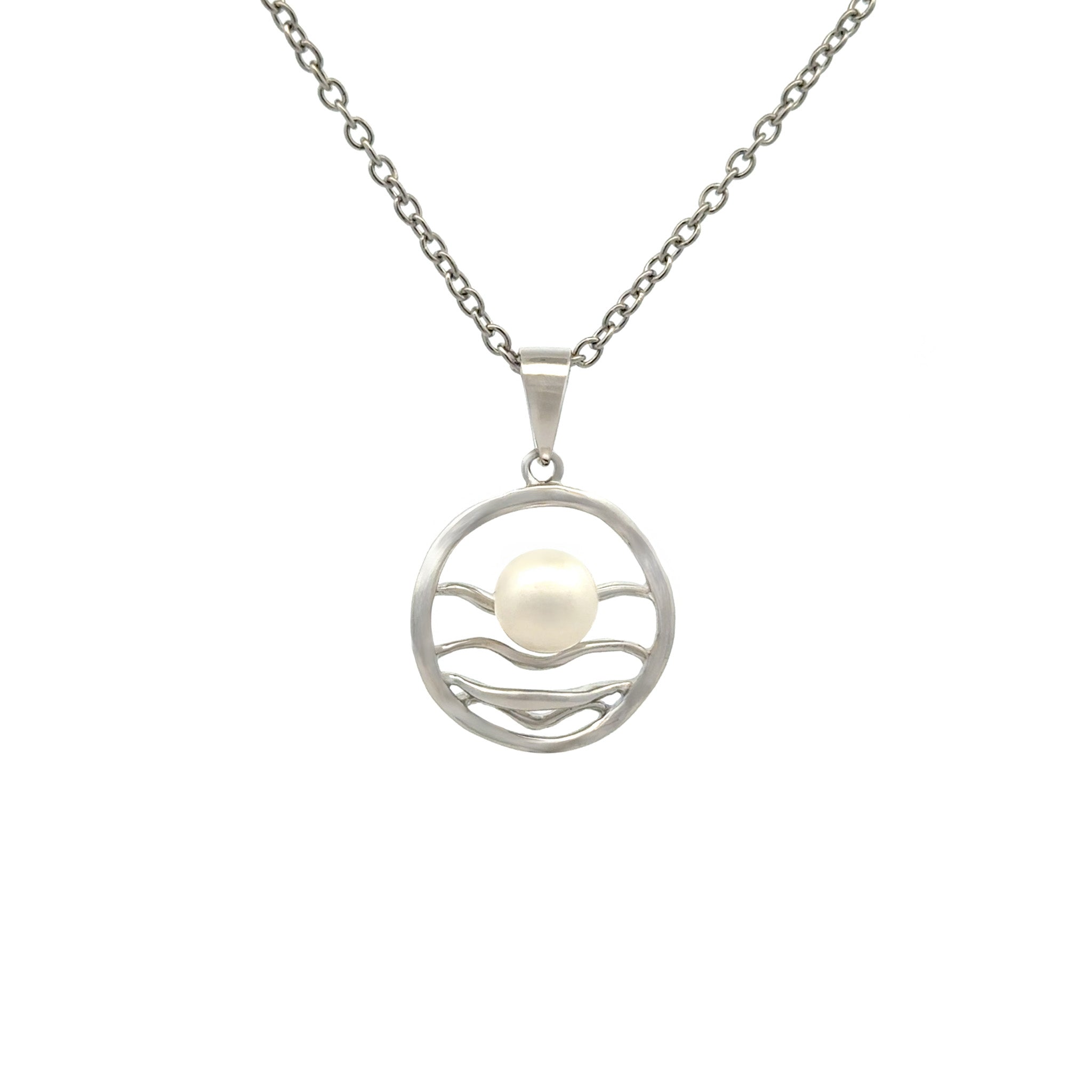 Sterling Silver Freshwater Pearl White 6.5- 7 mm Pendant front view