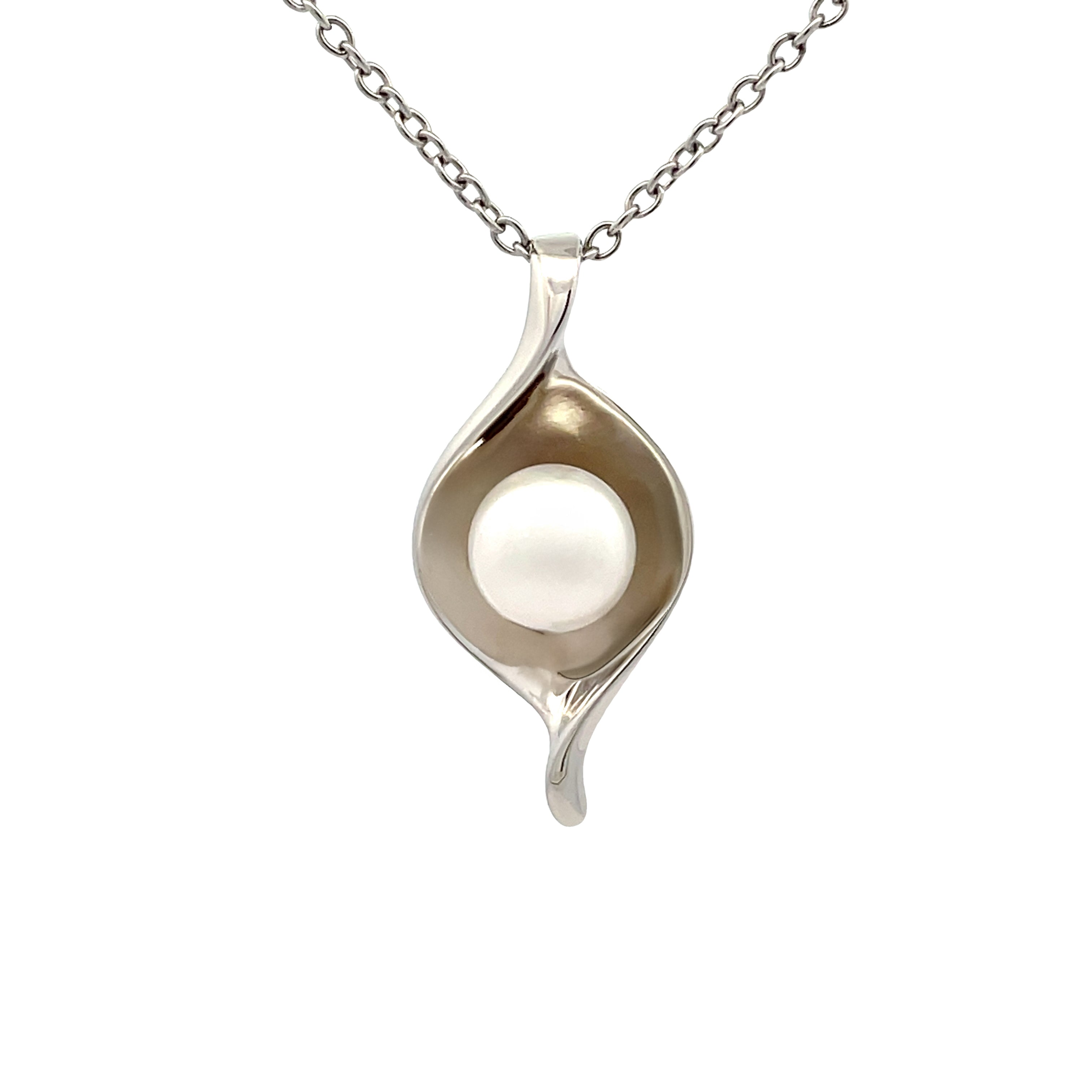 Sterling Silver Freshwater Pearl White 7.5-8 mm Pendant front view