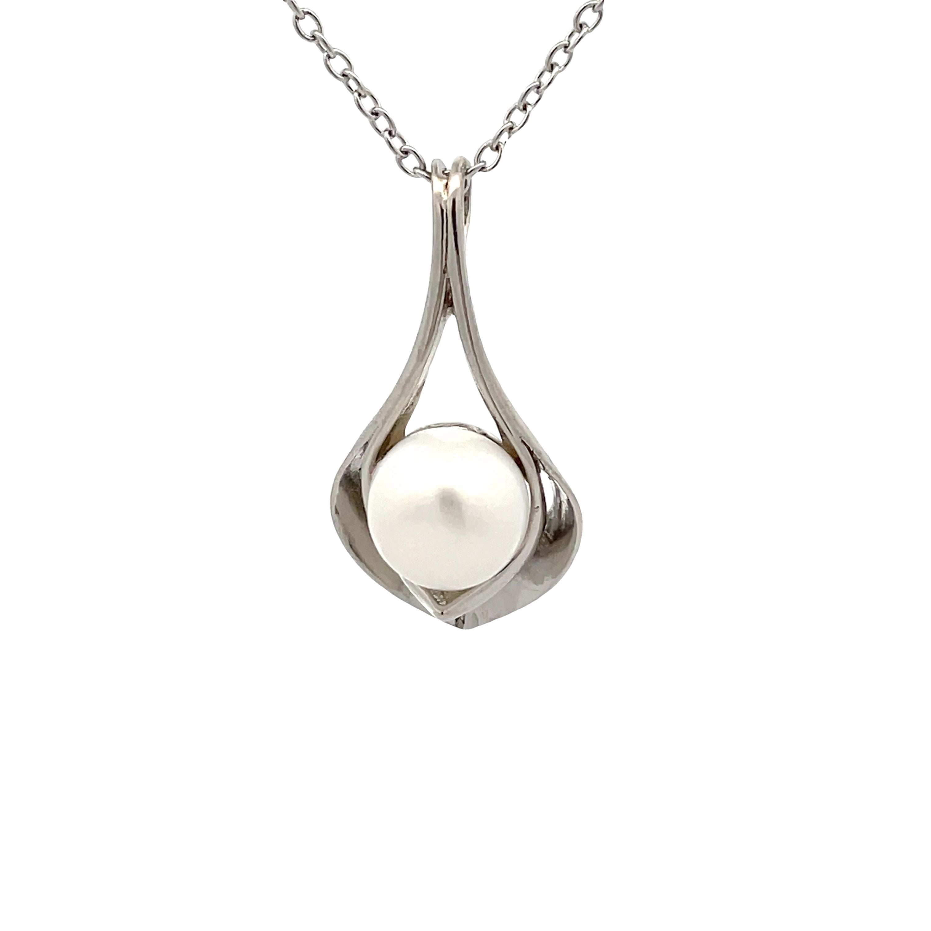Sterling Silver Freshwater Pearl White 9.5- 10mm Pendant