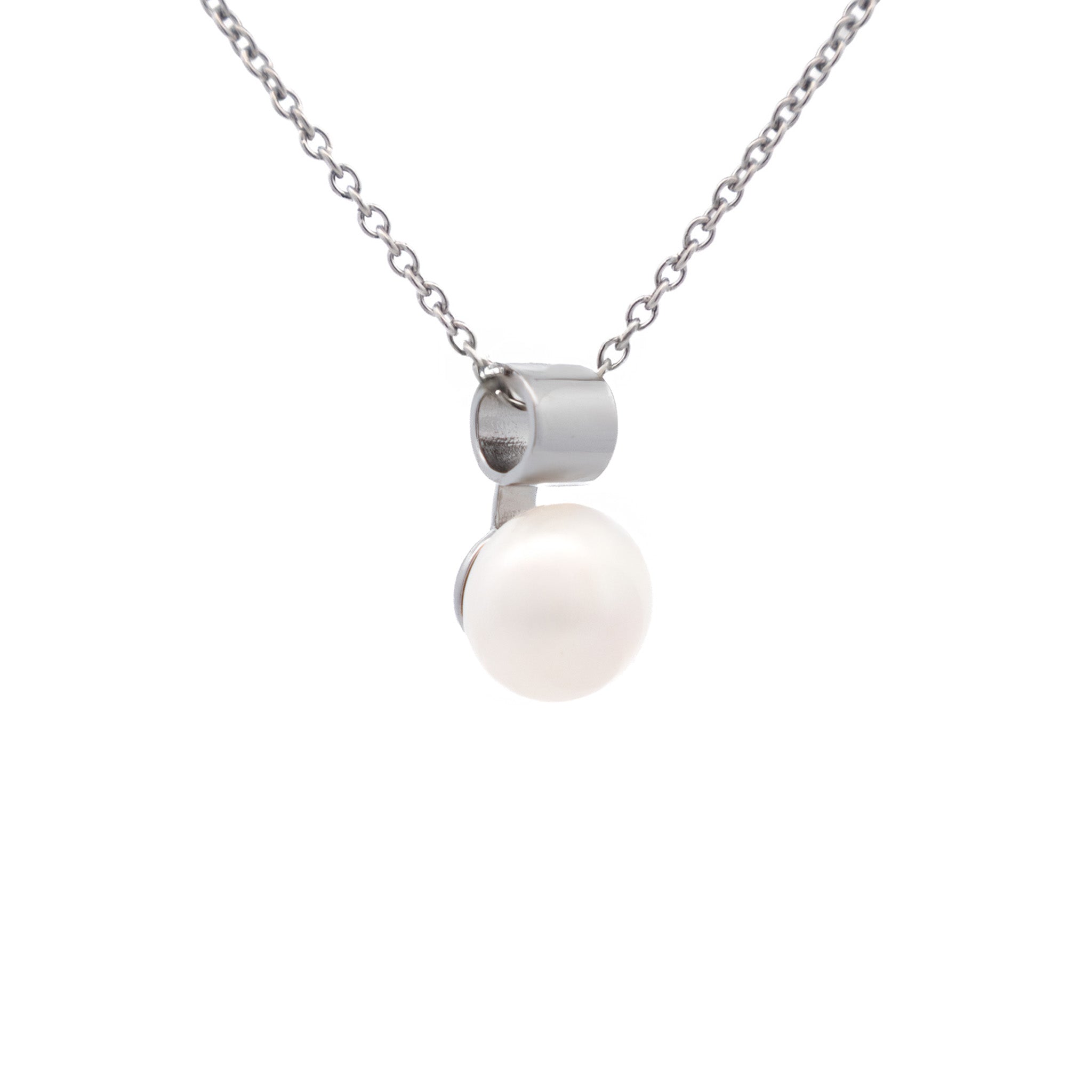 Sterling Silver Freshwater 10-10.5 mm Pearl Pendant side view