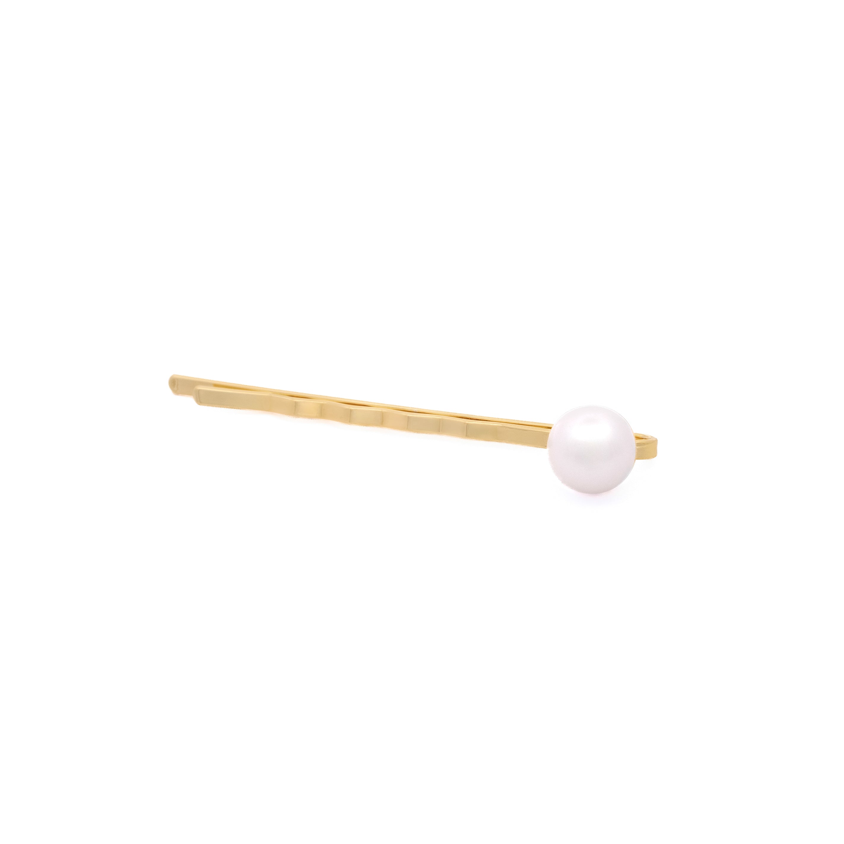 Gold Plated Brass 8.5-9 mm Freshwater Pearl Hair Clip front view