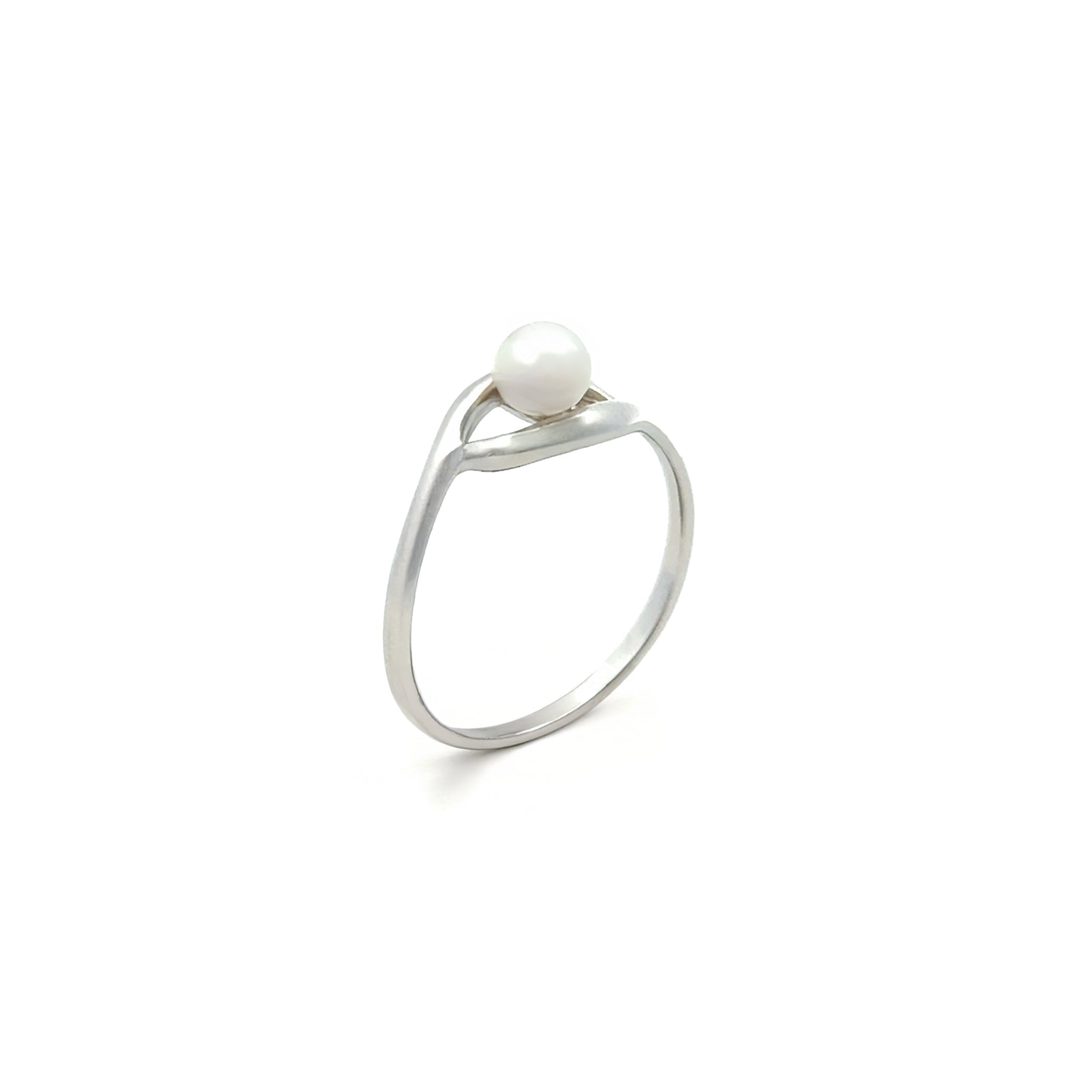 Sterling Silver Australian South Sea 0.2g Keshi Pearl Ring upright view on white background