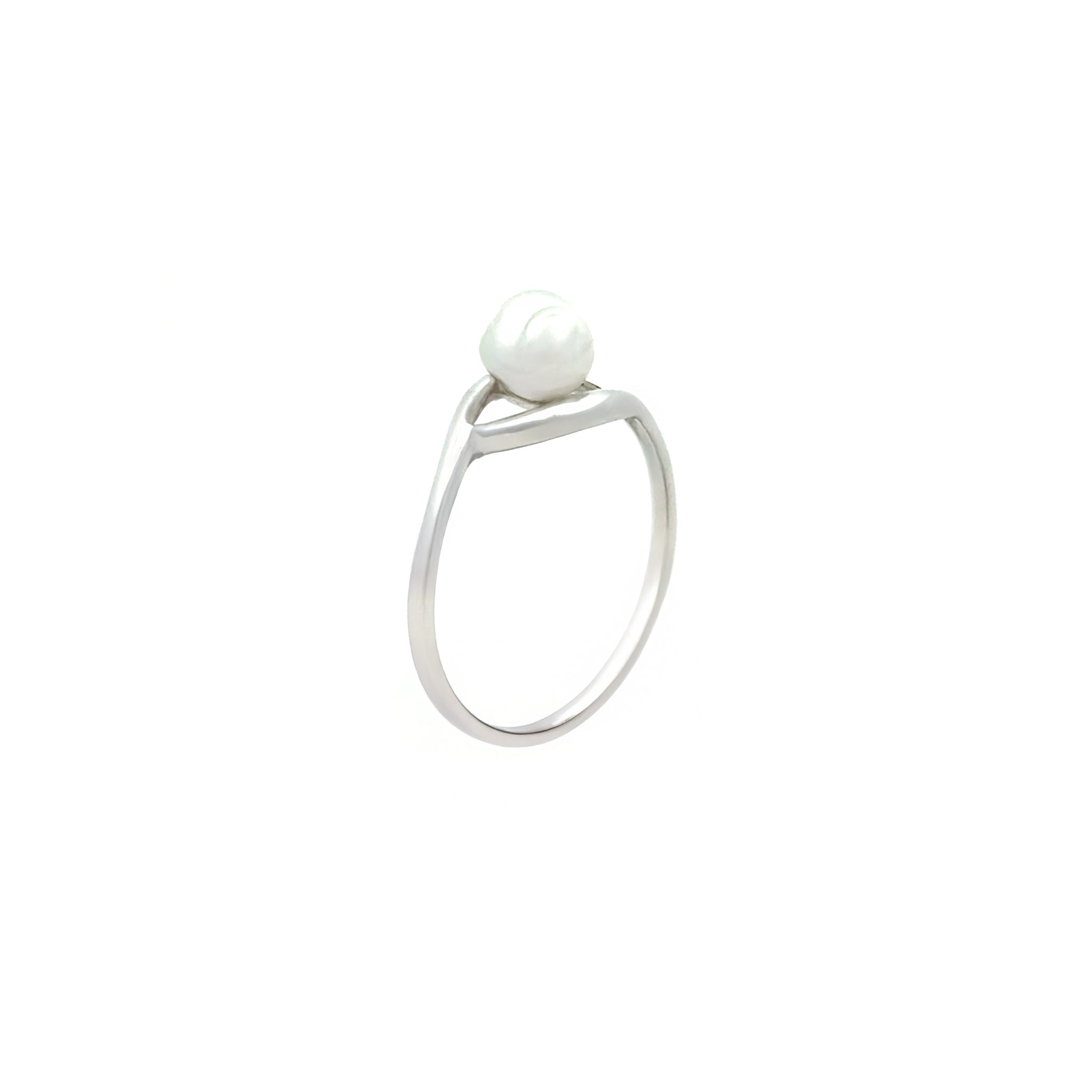 Sterling Silver Australian South Sea 0.3g Keshi Pearl Ring upright view on white background