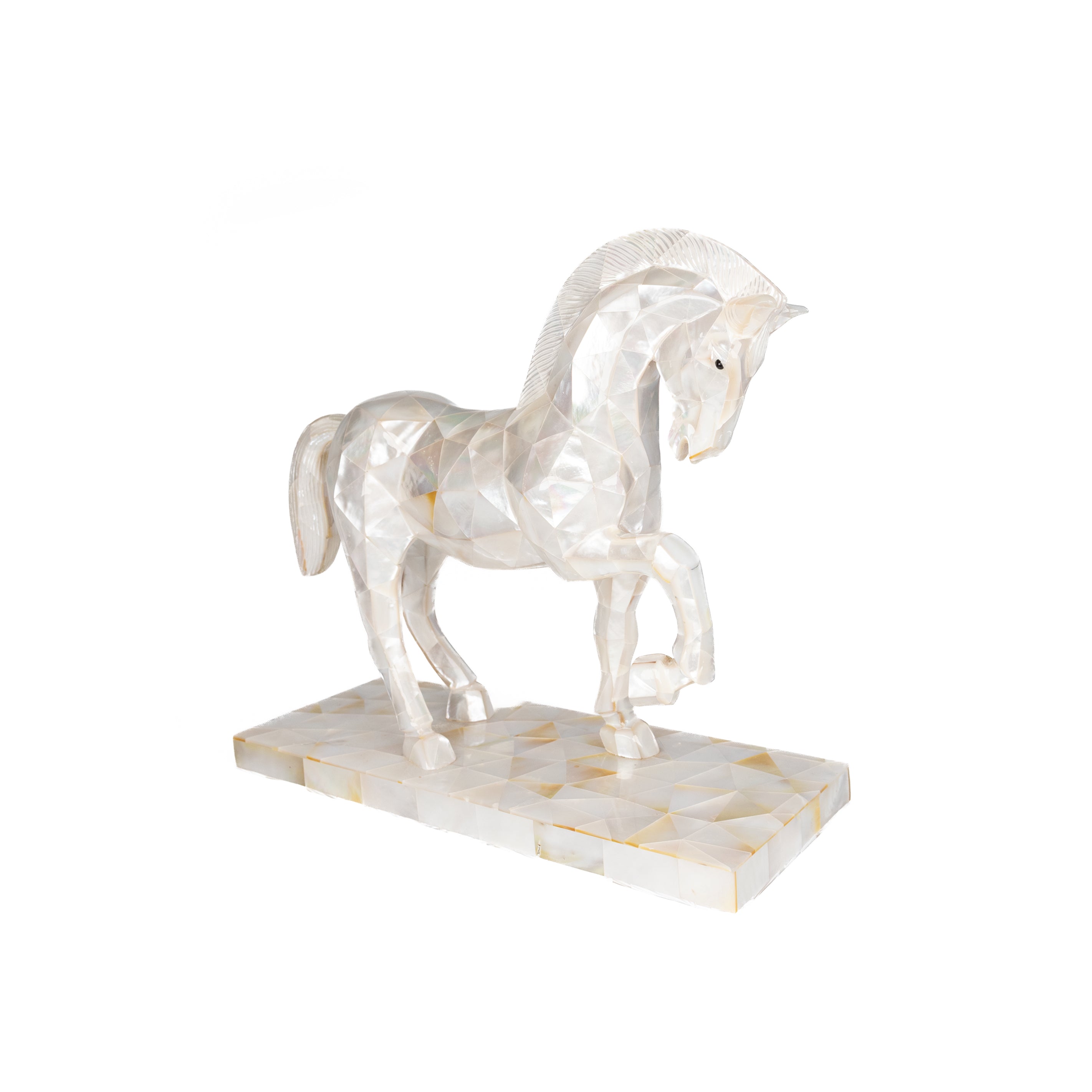 White Mother of Pearl Horse front view