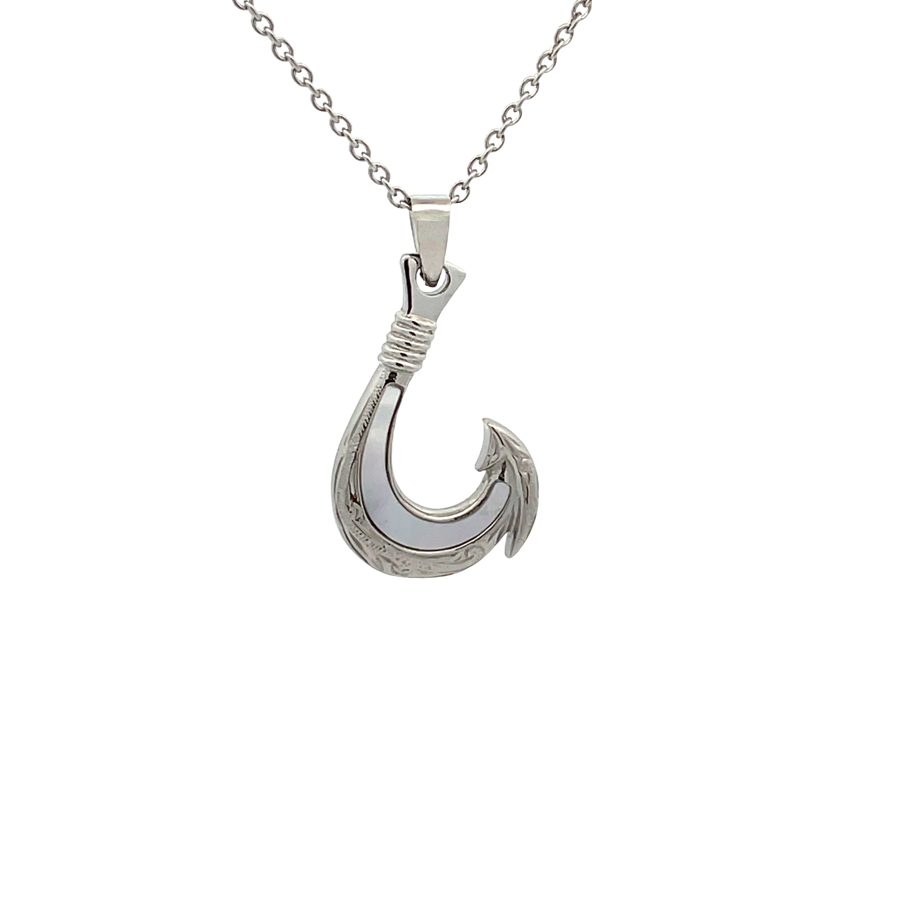 Stainless Steel White Mother Of Pearl Hook Necklace