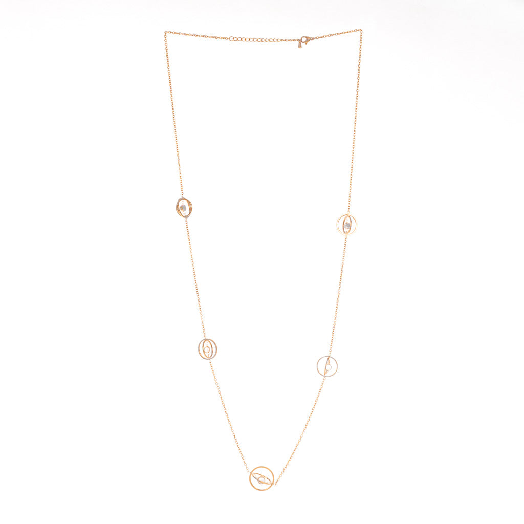 White and Black Gold Plated Stainless Steel Mother of Pearl Necklace front view