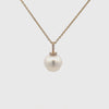 9K Yellow Gold Australian South Sea 13-14 mm Cultured Pearl and Diamond Pendant 360 view video
