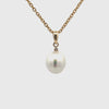 9K Yellow Gold Australian South Sea 9-10 mm Cultured Pearl and Diamond Pendant 360 view video