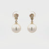 9K Yellow Gold Australian South Sea 10-11mm Cultured Pearl and Diamond Drop Earrings 360 view