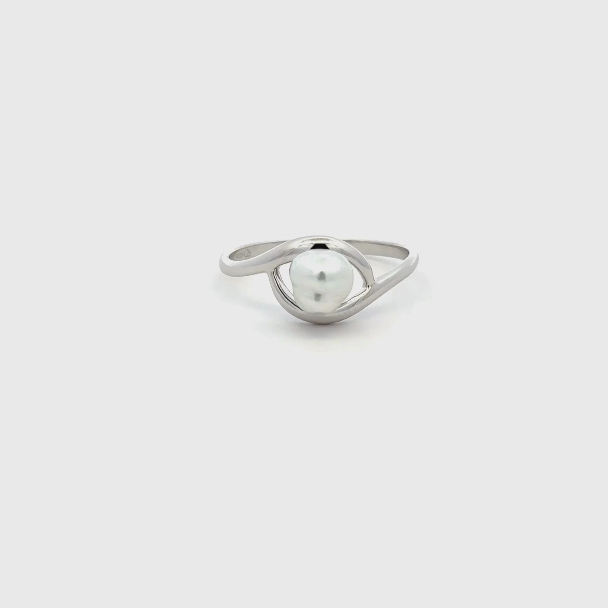 Sterling Silver Australian South Sea 0.3g Keshi Pearl Ring 360 degree video on white background