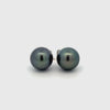 9K White Gold Tahitian 9-10mm Cultured Pearl Stud Earrings 360 view