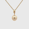 18K Yellow Gold South Sea Cultured 10 - 11mm Pearl and Diamond Pendant