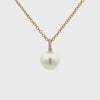 9K Yellow Gold Australian South Sea 10-11 mm Cultured Pearl and Diamond Pendant 360 view