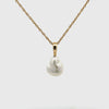 18K Yellow Gold Australian South Sea 1.9g Keshi Pearl Pendant 360 degree view on a white background