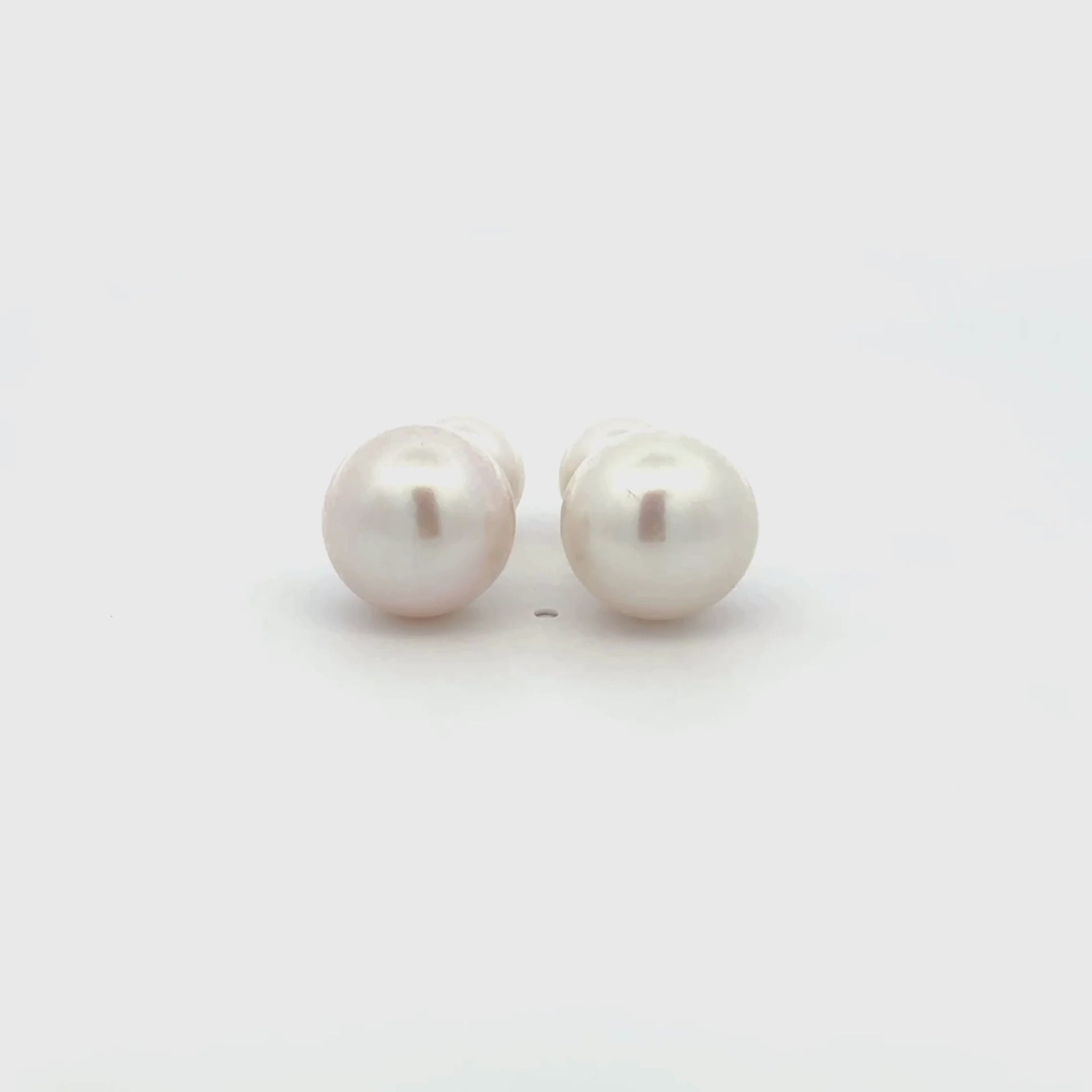 Sterling Silver Freshwater Pearl 8-8.5 & 12-12.5mm Earrings video on a whitw background