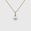 9K Yellow Gold Australian South Sea Cultured 11-12mm Pearl and Argyle Diamond Pendant 360 view