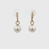 18K Yellow Gold Australian South Sea 8-9mm Cultured Pearl and Diamond Huggie Earrings 360 view
