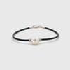 Sterling Silver Australian South Sea 10-11 mm Cultured Pearl Neoprene Bracelet 360 degree view with a white background