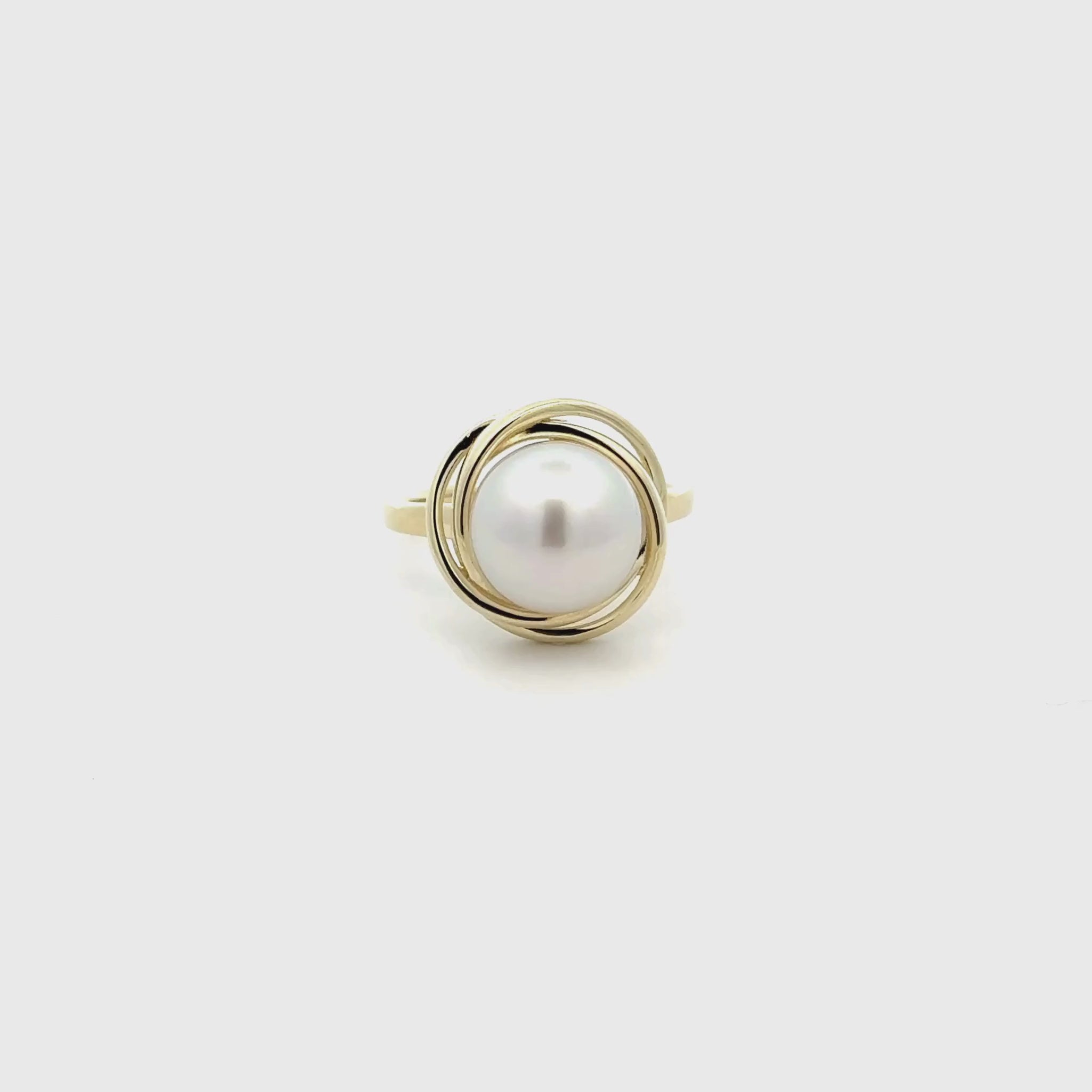 9K Yellow Gold Australian South Sea 11-12 mm Cultured Pearl Ring 360 view video