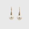 9K Yellow Gold Australian South Sea Cultured 11-12 mm Pearl and Diamond Hook Earrings 360 degree view
