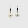 9K White Gold Australian South Sea 12-13mm Cultured Pearl Huggie Earrings 360 degree video on white background