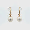 9K Yellow Gold Australian South Sea Cultured 10-11mm Pearl Huggie Earrings 360 view