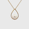 18K Yellow Gold Australian South Sea Cultured 13-14mm Pearl and Diamond Teardrop Pendant