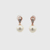 18K Rose Gold Australian South Sea 10-11 mm Cultured Pearl and Diamond Drop Earrings 360 view video