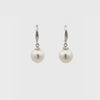 18K White Gold Australian South Sea 8-9 mm Cultured Pearl Hook Earrings 360 
view on a white background