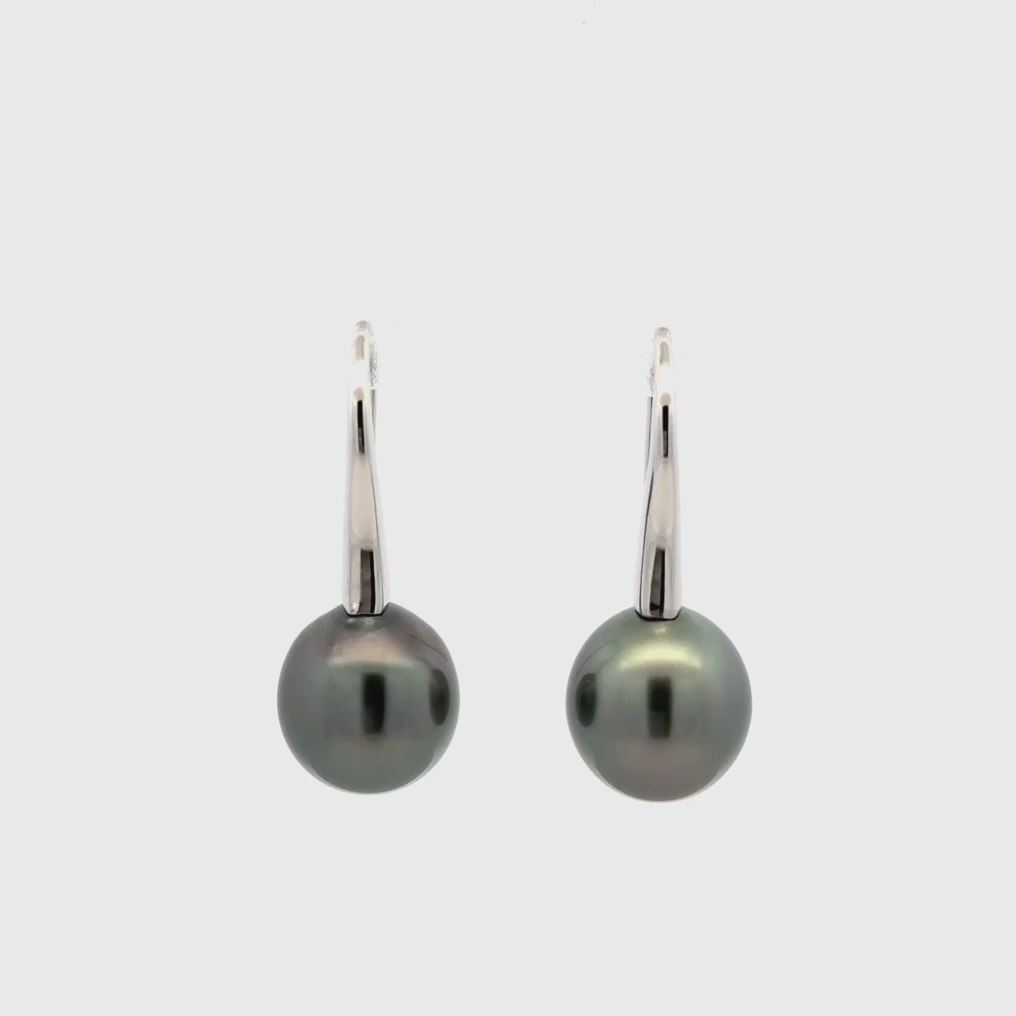 Sterling Silver Tahitian 10-11 mm Cultured Pearl Hook Earrings 360 view video
