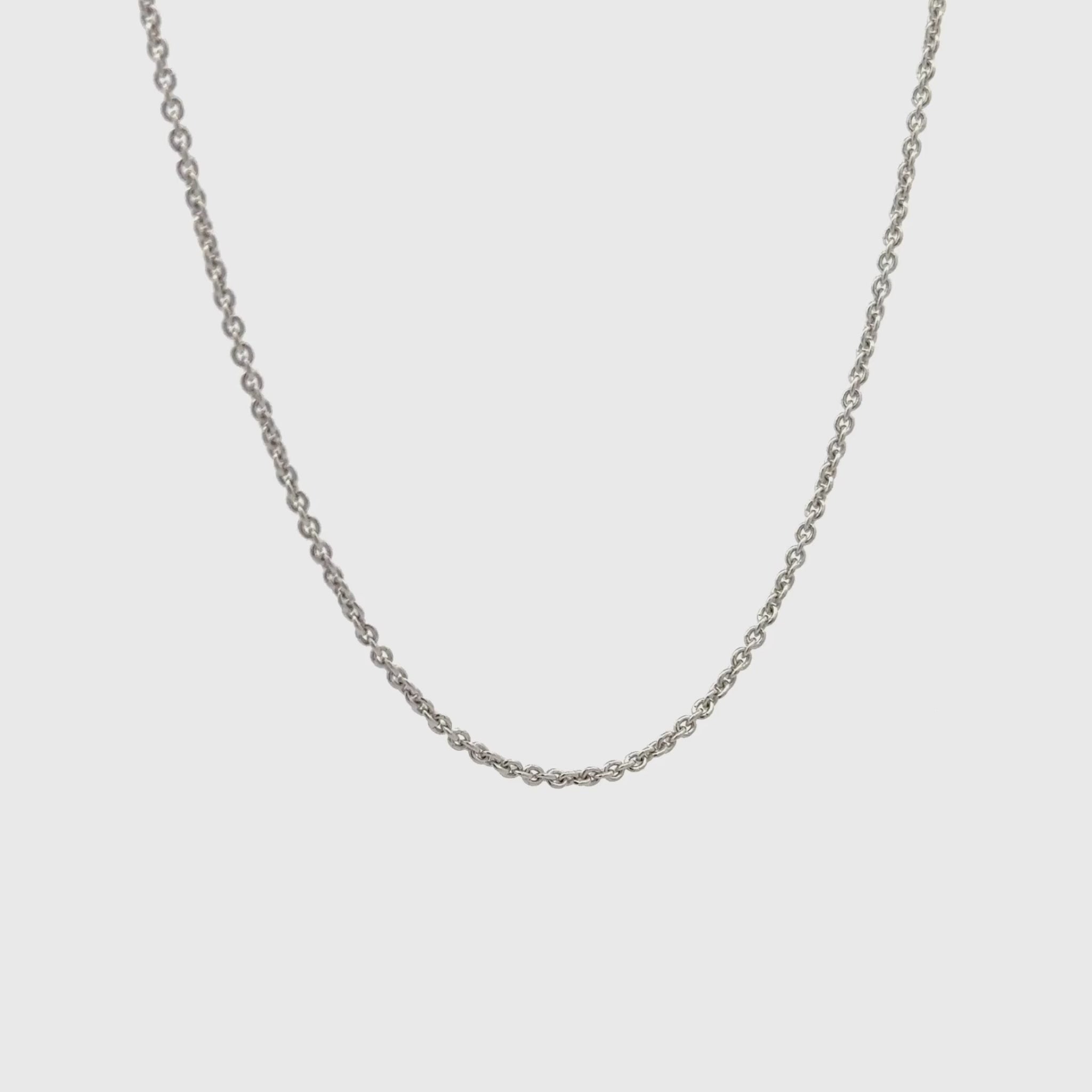 9K White Gold Polished 58cm Adjustable Cable Chain 1.4mm