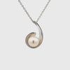 Sterling Silver Freshwater Pearl White 9.5mm Pendant 360 degree view shot with a white background