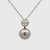 18K White Gold Tahitian 12-13 mm Cultured Pearl and Diamond Pendant 360 view video