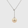 Sterling Silver South Sea 9-10 mm Cultured Pearl Adjustable Slider Necklace