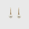 9K Yellow Gold Australian South Sea 8-9 mm Cultured Pearl Hook Earrings 360 degree view on a white background