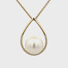 18K Yellow Gold Australian South Sea Cultured 14-15mm Pearl and Diamond Teardrop Pendant 360 view