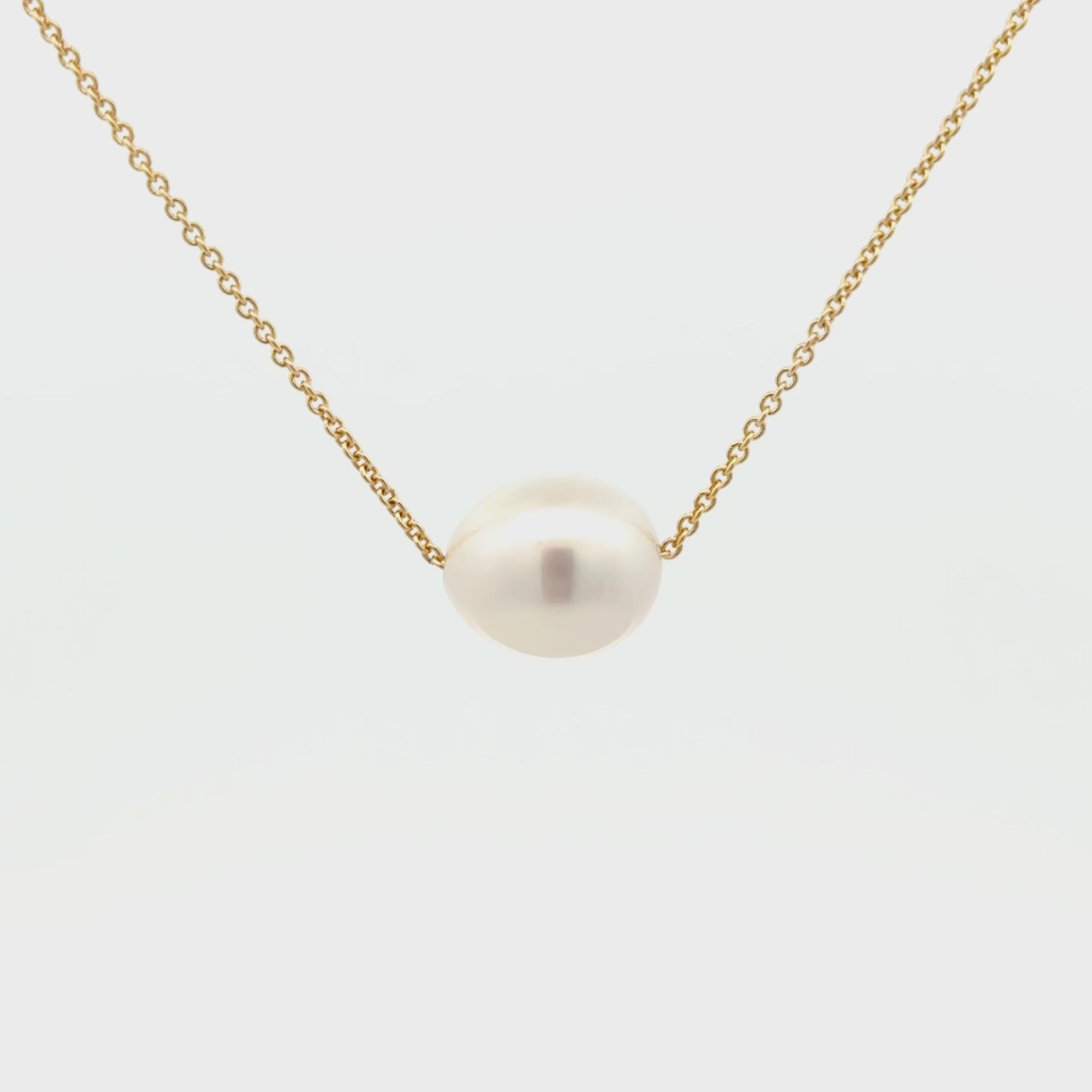 9K Yellow Gold Australian South Sea 11-12 mm Cultured Pearl Necklace 360 view video