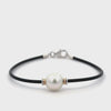 Sterling Silver and 9K Yellow Gold Australian South Sea 9-10mm Cultured Pearl Neoprene Bracelet